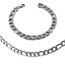 Stainless Steel Necklace and Bracelet  SET Figaro Type Chain 